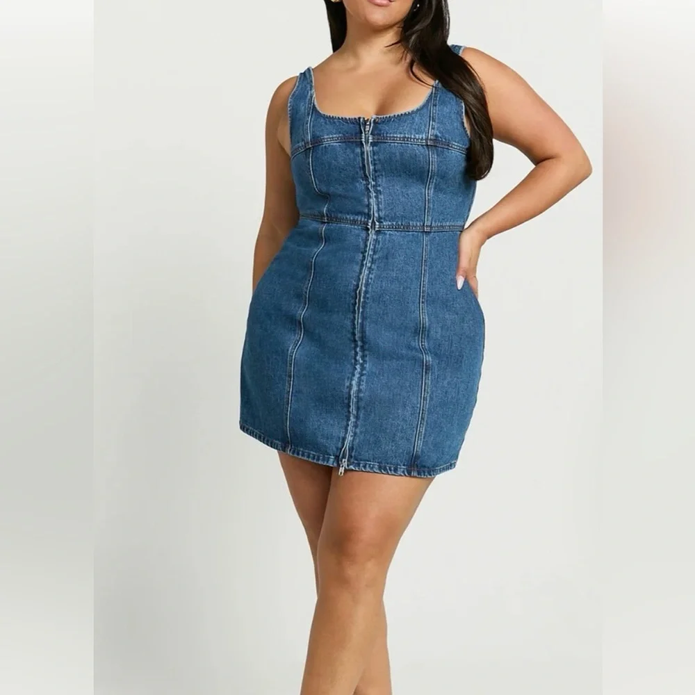 Showpo Blue Denim Mini Body Con Dress - Picture 2 of 3